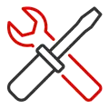 lineart wrench and screwdriver crossed icon